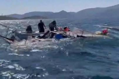 Bodrum'da balıkçı teknesi yarı batık bulundu; 7 kişi kurtarıldı