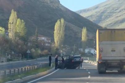 Malatya’da kontrolden çıkan otomobil takla attı