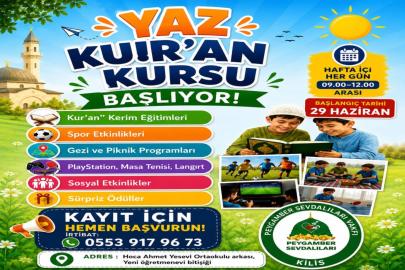 Kilis Peygamber Sevdalıları yaz Kur'an kurslarına hazır