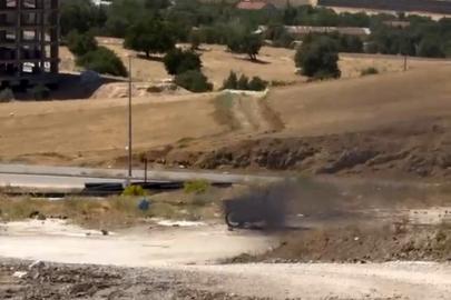 Elazığ’da boş alandaki motosiklet alev alev yandı
