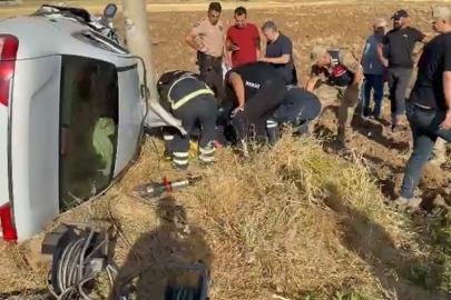 Elazığ’da otomobil yan yattı: 2 yaralı